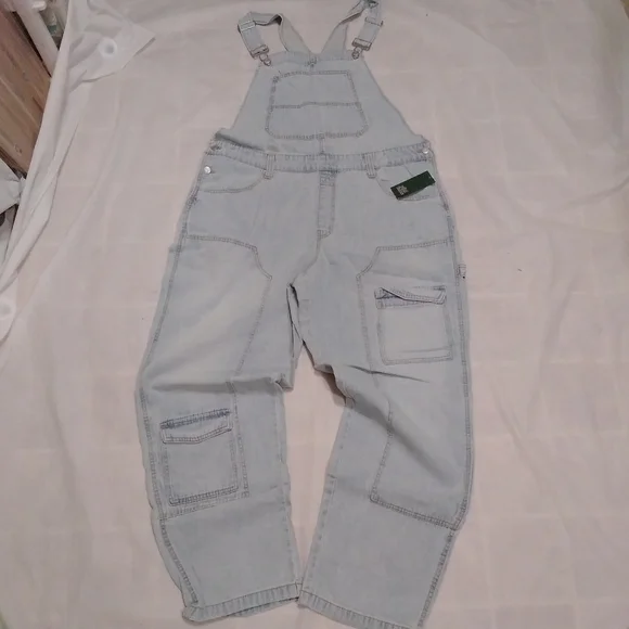 NWT Wild Fable Denim Overall Cargo Carpenter Light Wash XL - Picture 1 of 9